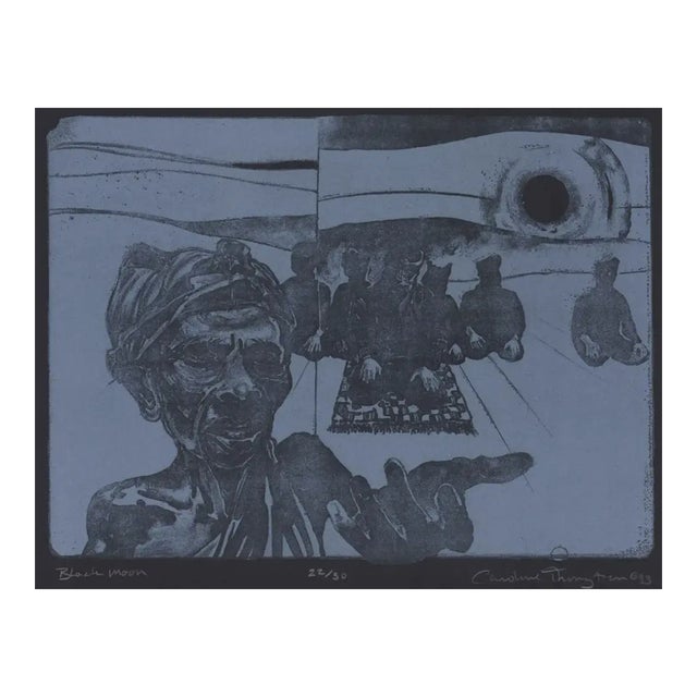 1993 Caroline Thorington Black Moon Lithograph For Sale