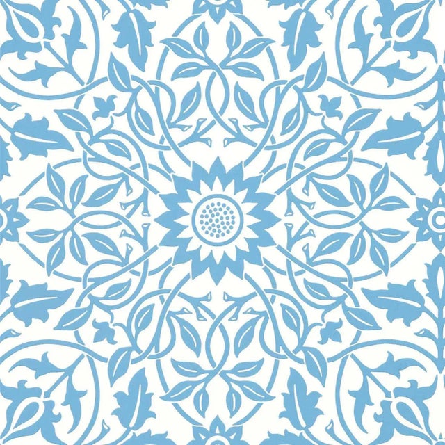 Morris & Co St James Ceiling Wallpaper in China Blue For Sale