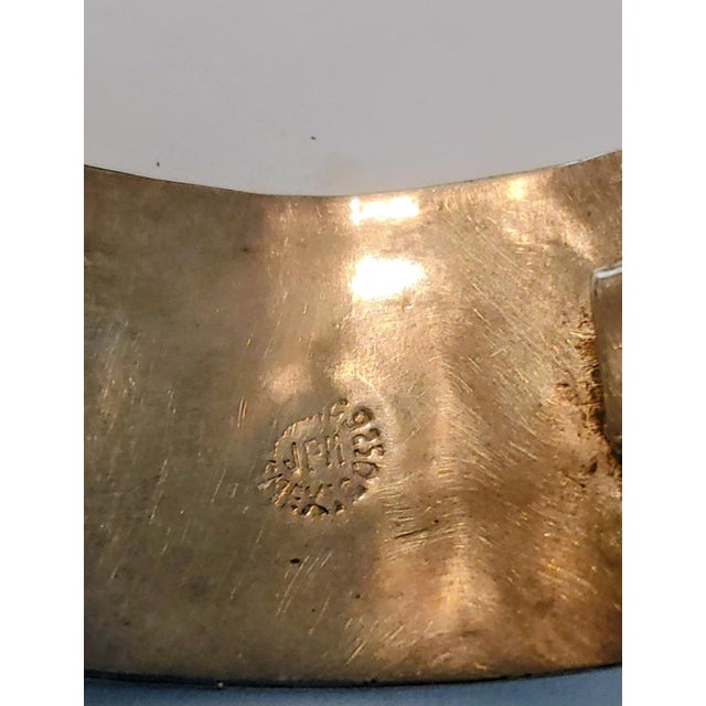 Mid-Century Modern Vintage 925 Sterling & Abalone Modernist Signed JPM Link Bracelet For Sale - Image 3 of 4