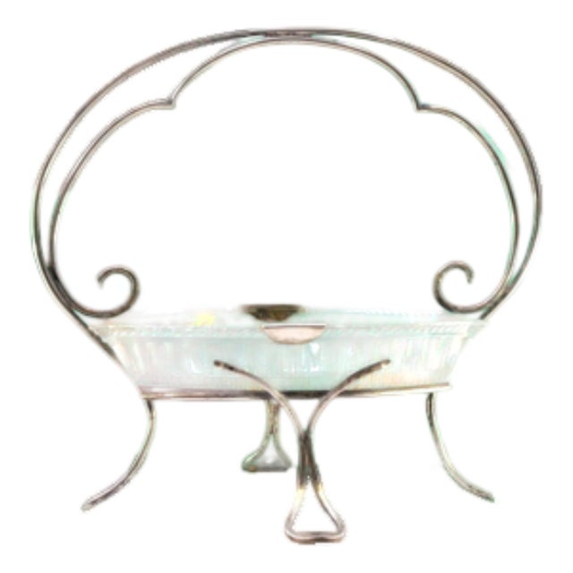 Silver and Glass Candy Box with Scrolls and Hollow Feet For Sale