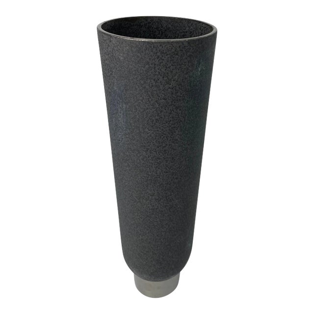 Global Views Black, Silver Banded Vase, Large For Sale