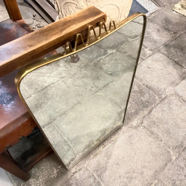 1950s Gio Ponti Mid-Century Modern Solid Brass Italian Wall Mirror For Sale - Image 14 of 14