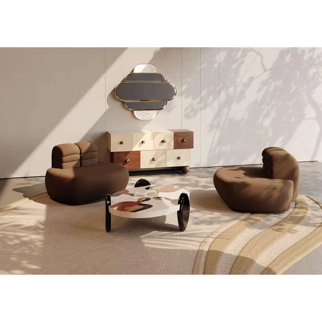 Natalia Oval Center Table in Wood Geomtric Print by Hommés Studio For Sale - Image 6 of 7