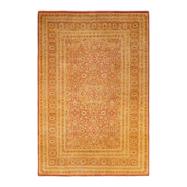 Mogul, One-of-a-Kind Hand-Knotted Area Rug in Orange, 6' 2" x 9' 2" For Sale