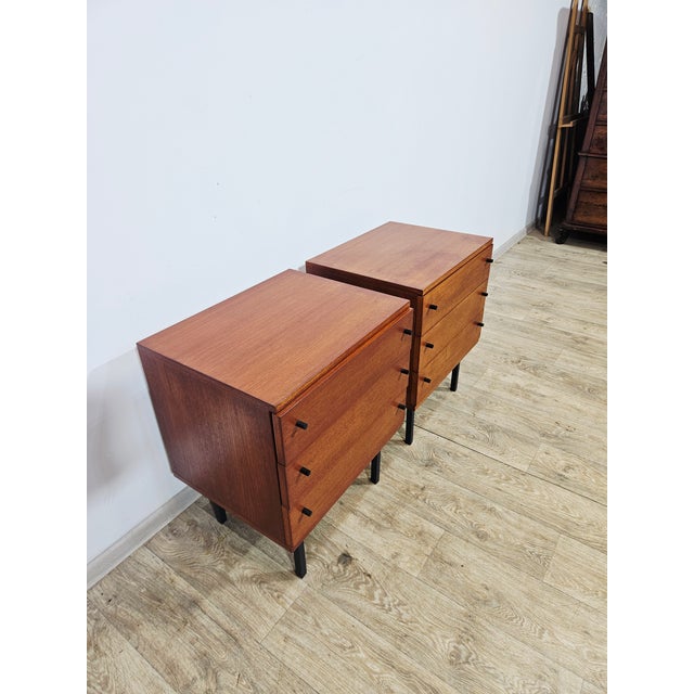 A unique pair of bedside tables from the twen series, designed by günter renkel for the german company rego mobile moebel....