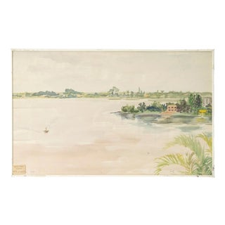 Evelyne Luez, Landscape Composition, Watercolor on Paper, Framed For Sale