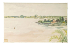Evelyne Luez, Landscape Composition, Watercolor on Paper, Framed
