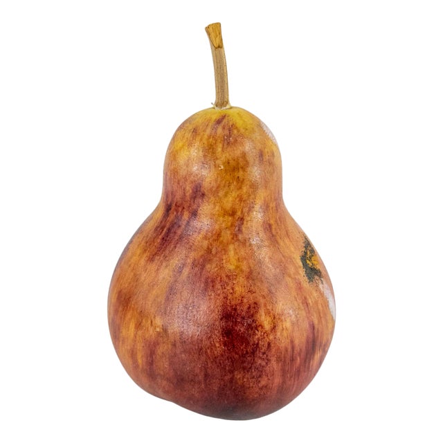 Mid 20th Century Carved Alabaster Stone Decorative Fruit Pear For Sale