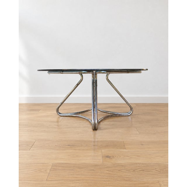 Vintage Bauhaus Space Age Coffee Table in Smoked Glass and Chrome, 1970s For Sale - Image 9 of 9