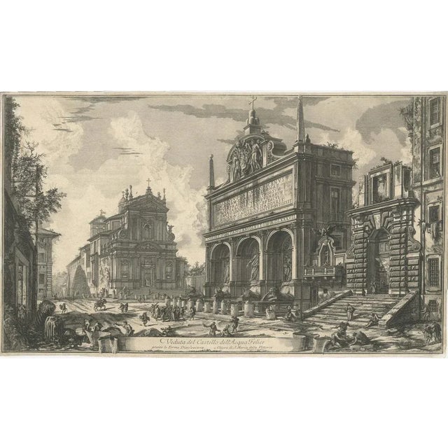 Roman Fountain and Church, Fountain of Moses and Santa Maria, 1751, Engraving For Sale - Image 6 of 6