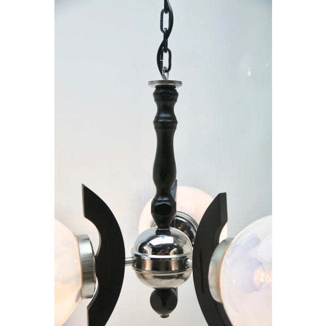 Pendant with 3 Globes of Clear Glass with Orange and Blue Inclusions from Mazzega For Sale - Image 6 of 18