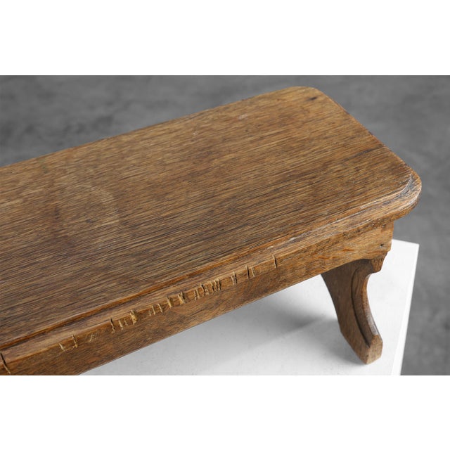 Small French Provincial Rustic Oak Bench, 1800s For Sale - Image 9 of 10