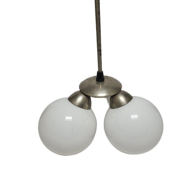 Art Deco Style Pendant Light in Glass, Poland, 1970s For Sale - Image 3 of 7
