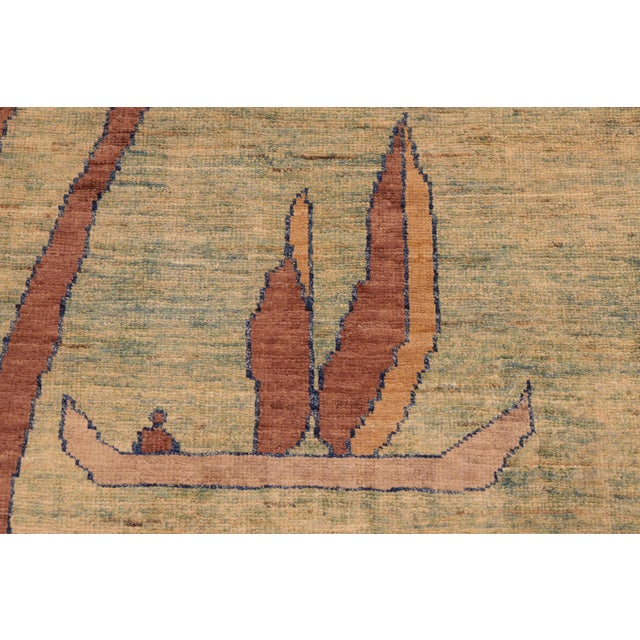 1990s Bohemian Gabbeh Blue/Green Wool Rug - 6'1'' X 8'10'' For Sale - Image 5 of 10