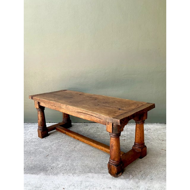 Vintage Belgian Solid Wood Trestle Table For Sale - Image 9 of 12