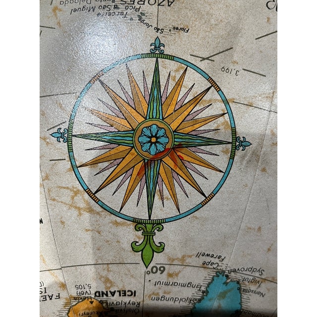 1960s Mid Century Modern 16 Inch Replogle “World Classic” Full-Swing Meridian Gimbel-Mounted Floor Globe on Architectural Solid Oak Cross-Base Stand For Sale - Image 10 of 12
