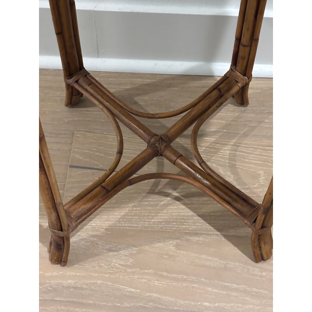 Vintage Palm Beach Style Rattan & Bamboo Side Table For Sale - Image 10 of 17