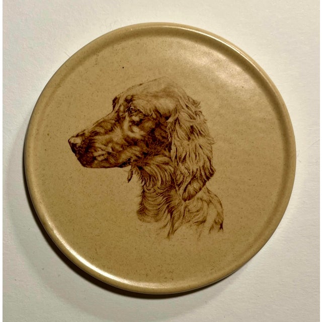 RARE! Set of 4 Vintage HONITON Pottery England Round Ceramic Dogs Coasters Aprox. dimensions: 3.5" diameter Good vintage...