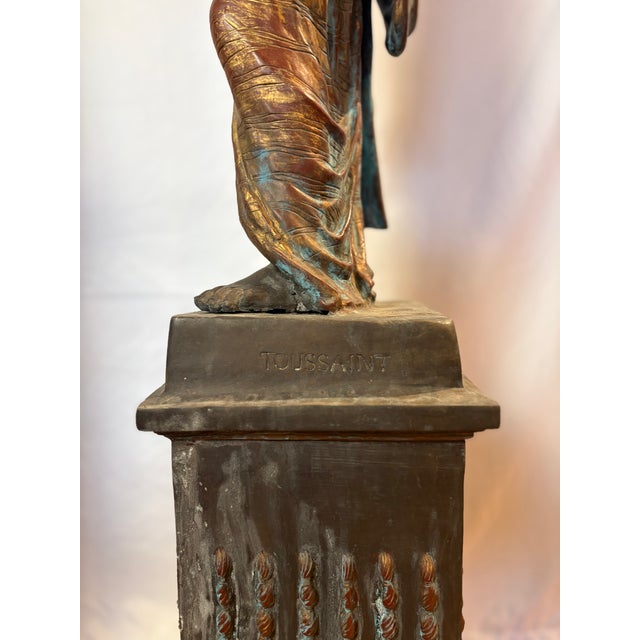 Monumental Pair of Toussaint Figural Candelabras in Patinated Bronze For Sale - Image 17 of 17