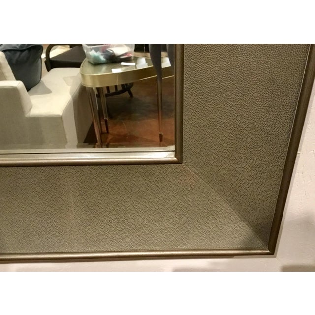 Studio A Home Studio a Modern Gray Leather Shagreen Churchill Wall Mirror For Sale - Image 4 of 5