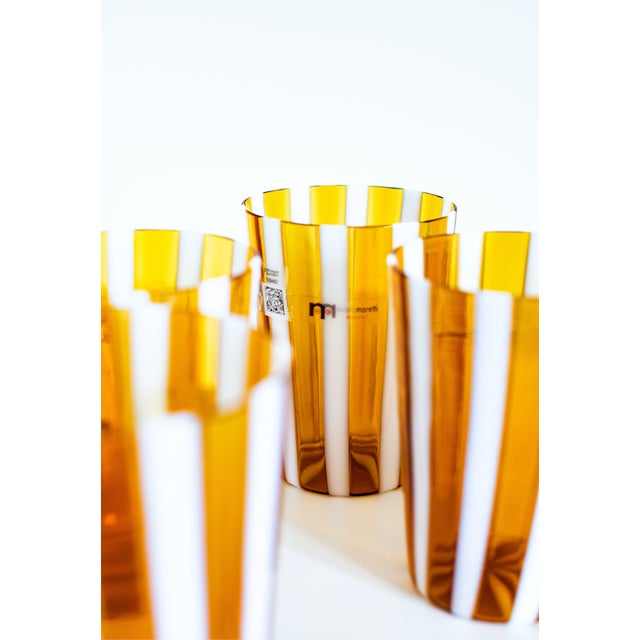 Brown Murano Drinking Glasses by Mariana Iskra for F.Lli Moretti, 2000s, Set of 4 For Sale - Image 8 of 9