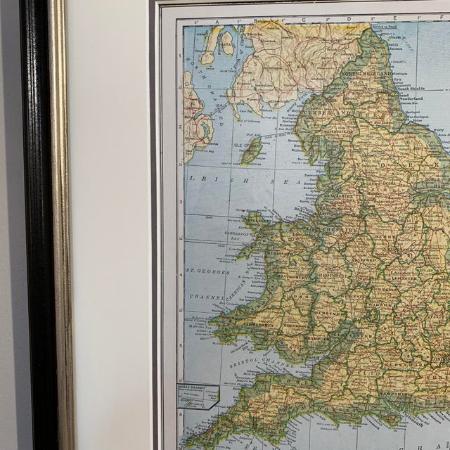 1920s Vintage Framed England Map Chairish