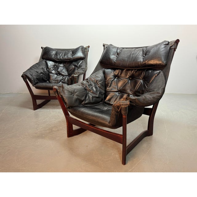 Black Mid-Century Trega Sling Lounge Chairs by Tormod Alnæs for Sørlie Møbler, Norway, 1970s For Sale - Image 8 of 17