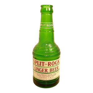 1960s Mid Century Split Rock Green Glass Ginger Beer Bottle