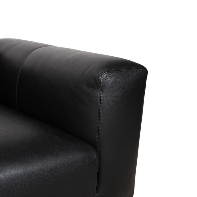 Modern Moss Leather Three-Seater Black Sofa from COR For Sale - Image 3 of 12