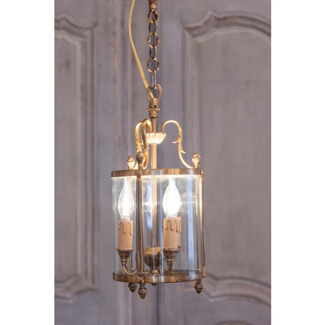 20th Century French Brass and Glass Lantern For Sale In Atlanta - Image 6 of 12