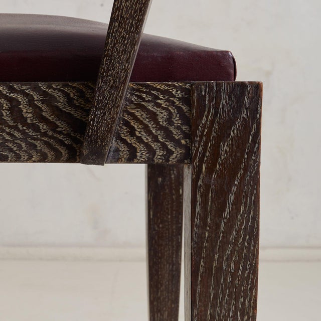 Brown French Art Deco Cerused Oak Fauteuil Chair, 1940s - 2 Available For Sale - Image 8 of 11