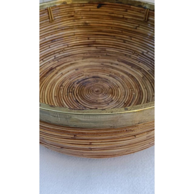 1970s Large Wicker Basket with Brass Edge, 1970s For Sale - Image 5 of 10