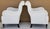 Metal Baker Furniture English Country Scroll Arm Lounge Chairs in White Herringbone Casters Pair For Sale - Image 7 of 17