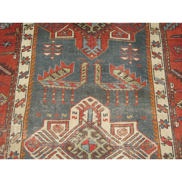 Blue Antique Akstafa/ Kazak Caucasian Runner, 3'6" X 11' For Sale - Image 8 of 13