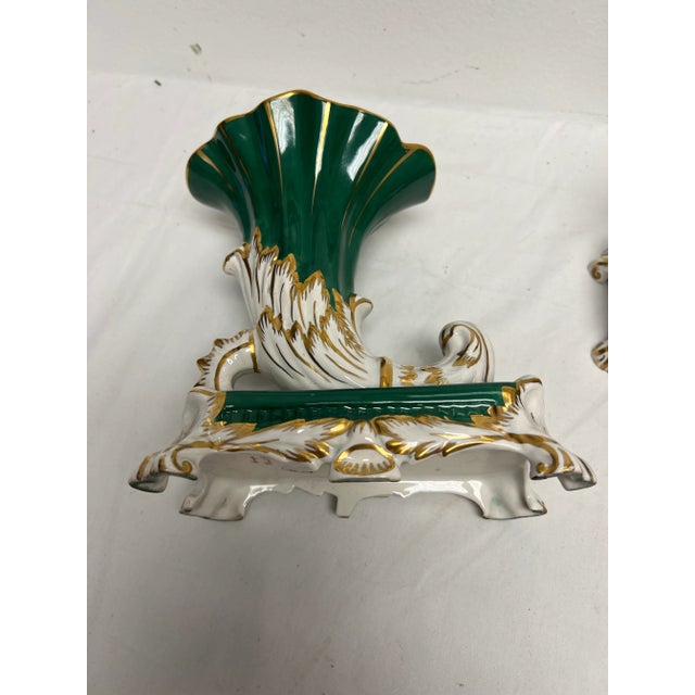 1940's Amoges Porcelain Cornucopia Vases, a Pair For Sale In Richmond - Image 6 of 8