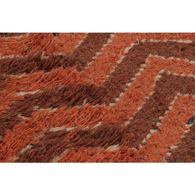Textile 1950s Mid-Century Vintage Moroccan Runner Orange Brown Tribal Chevron Pattern For Sale - Image 7 of 8