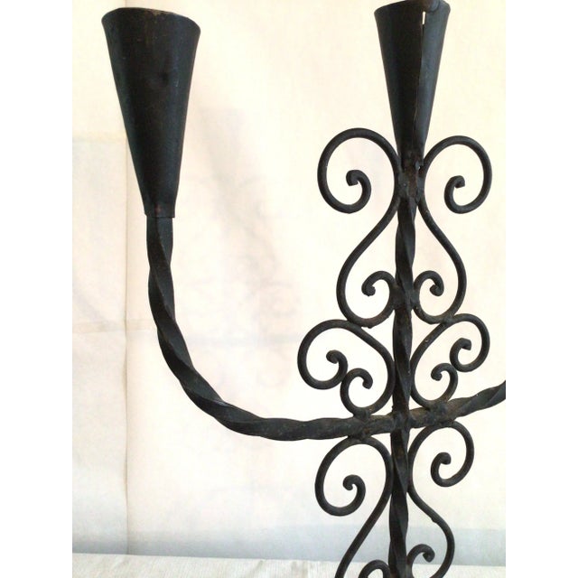 1950s 1950 Hand Wrought Iron Candle Holder For Sale - Image 5 of 10