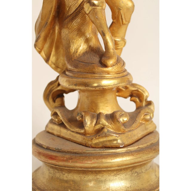 Gold Pair of Louis XIV Style Gilt Wood Lamps For Sale - Image 8 of 13