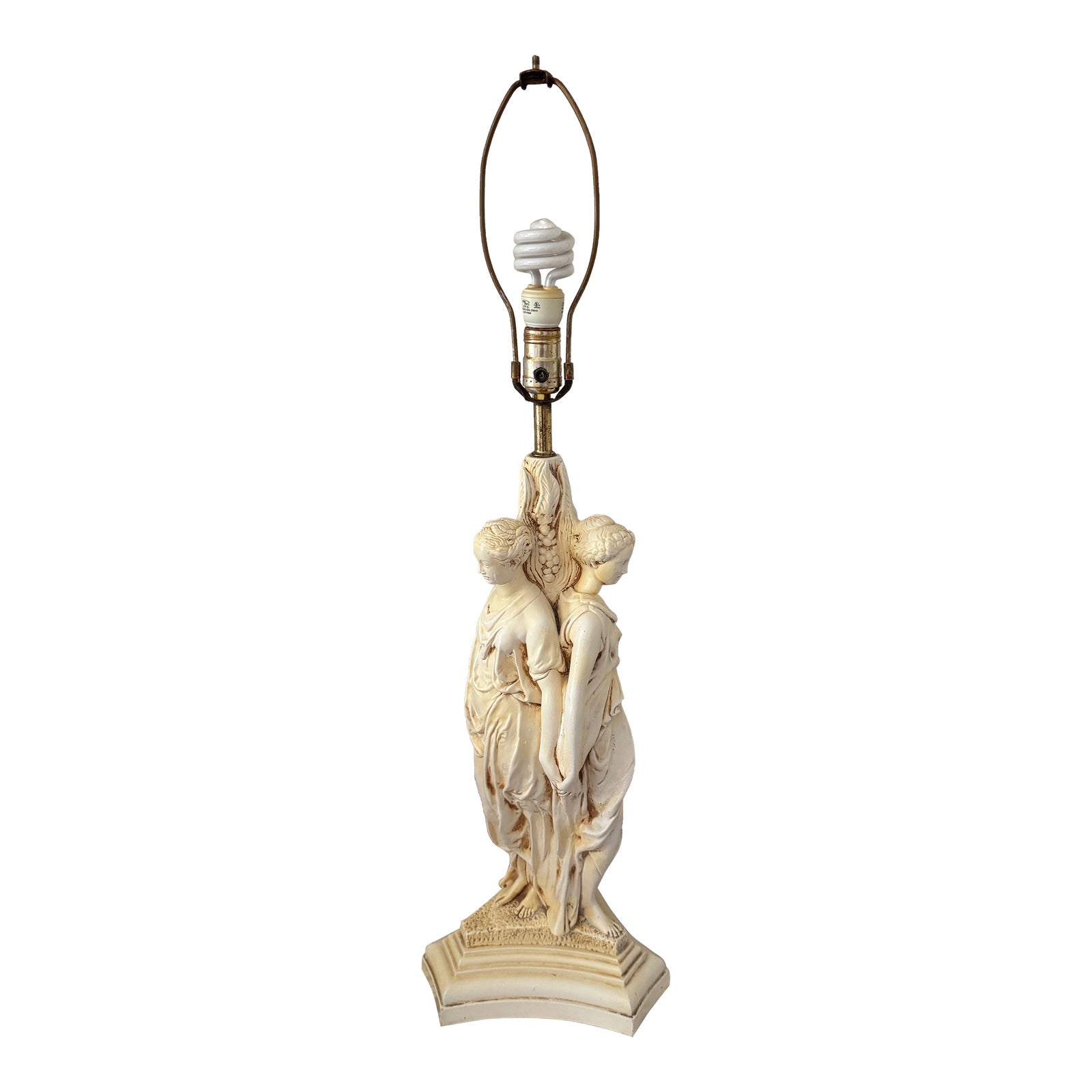Rococo Vintage Hollywood Regency Lamp-Three Graces Statue Base No