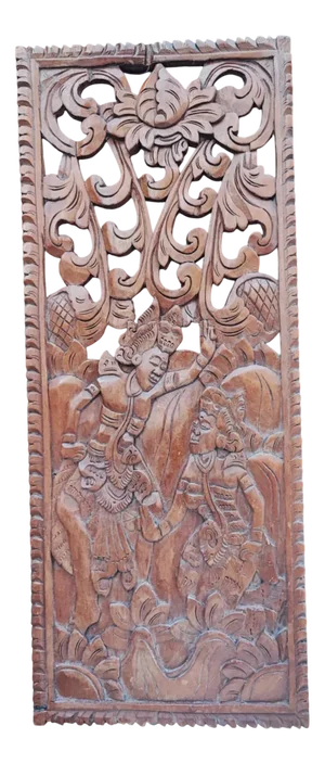 Art Deco Asian Style Wooden Bas-Relief, 1920s
