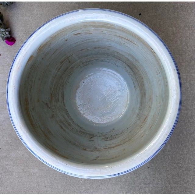 17th Century Antique Chinese Ming Dynasty Deer Phoenix Mythical Porcelain Jardiniere Planter Pot For Sale - Image 11 of 12