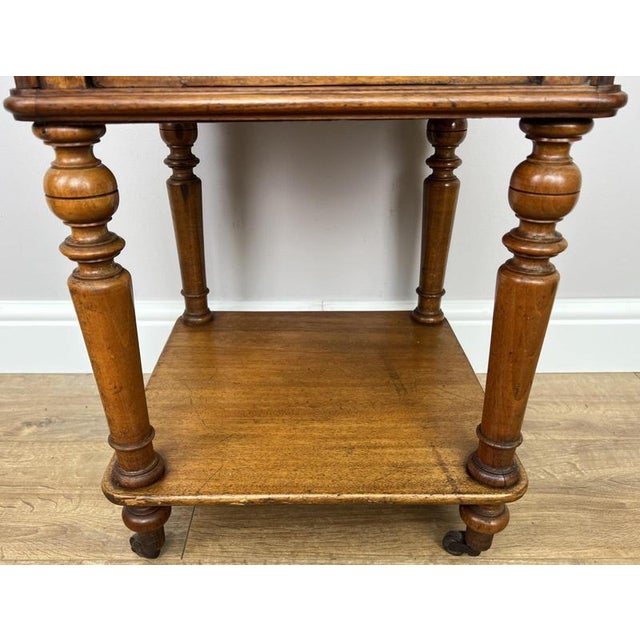 Gold Antique French Walnut Bedside Table with Marble Top For Sale - Image 8 of 16