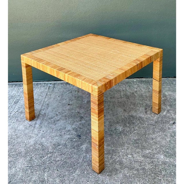 Vintage Bielecky Brothers Rattan Square Side Table For Sale - Image 10 of 12