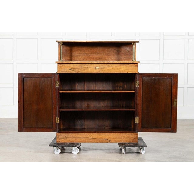 circa 1800 English Regency Rosewood Chiffonier W89 x D35 x H110 cm Internal shelf depth 26 cm Weight 22Kg