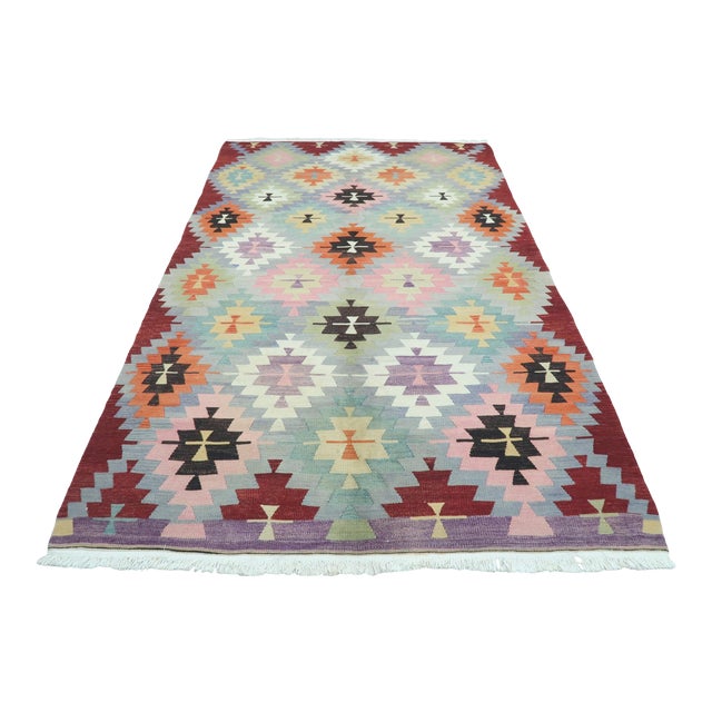 Vintage Turkish Antalya Kilim Flatweave Rug For Sale
