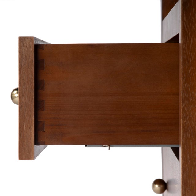 2020s Nora 21 in. W Rectangular Wood 2 Drawer Nightstand with Open Shelf, Walnut For Sale - Image 5 of 9