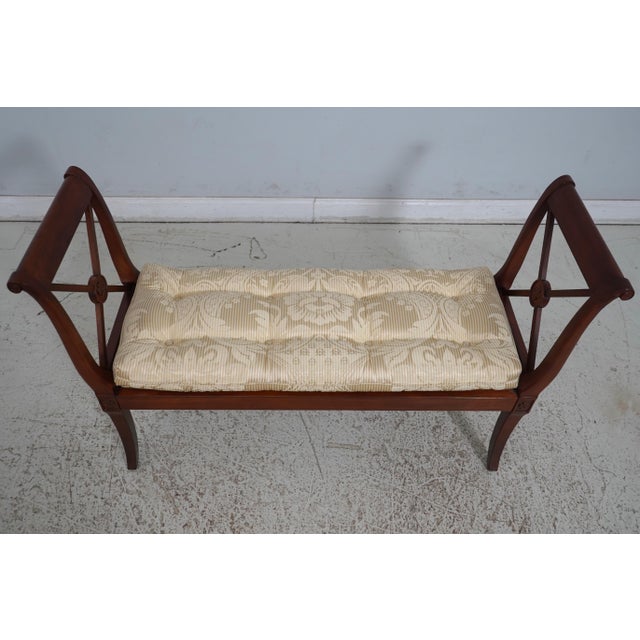 Traditional Regency Style Tufted Upholstered Seat Window Bench For Sale - Image 3 of 12