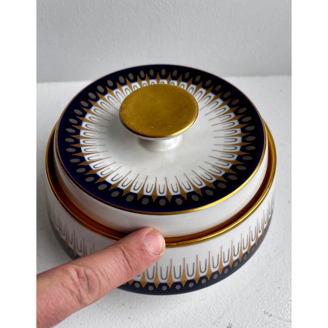 Edelstein Vintage Mid-Century Real Cobalt Dish with Lid by Edelstein Bavaria, Germany For Sale - Image 4 of 12