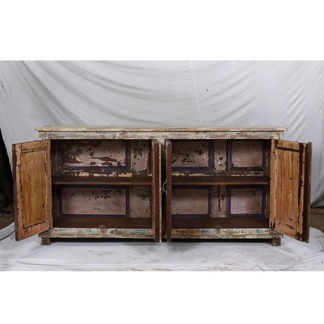 Wood Sideboard Made From Antique Indian Teakwood Architectural Elements For Sale - Image 7 of 8