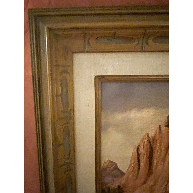 1970s Original Maurice Green 1977 Southwestern Landscape Oil Painting "Twin Buttes" Framed For Sale - Image 5 of 15